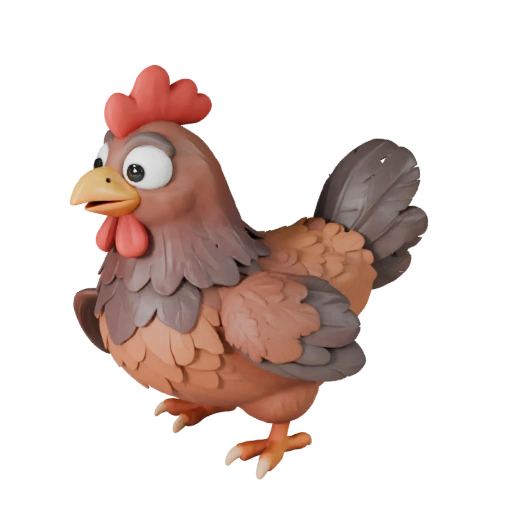 Мультяшная курица 3D модель - Стилизованный ассет для анимации | PBR