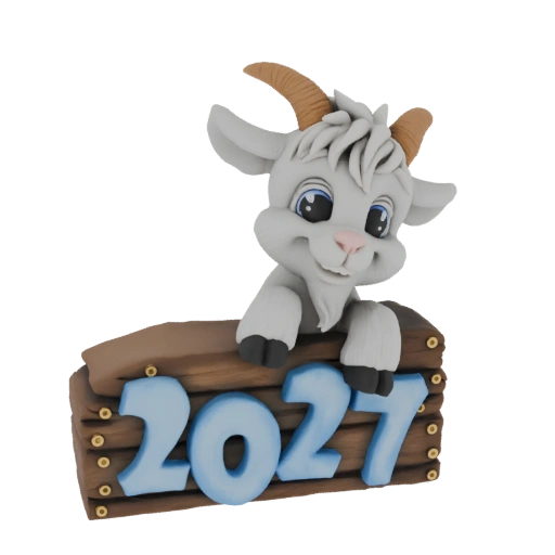 Cute Goat with 2027 Sign
