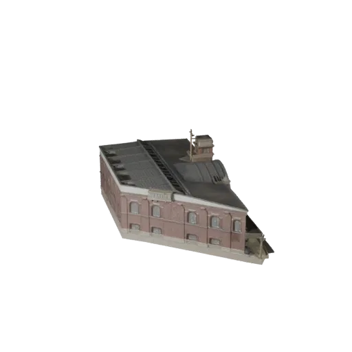Train Station Building Unreal Engine-ready 3D model, Unreal Engine viewport, showing public building materials and architectural detail
