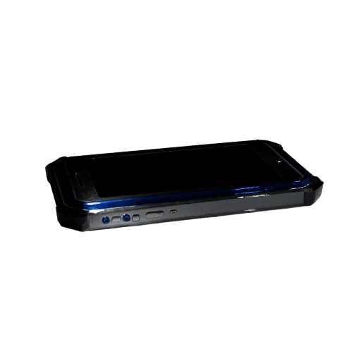 Rugged Tablet Phone Stylized 3D model, stylized isometric render, showing glass screens, thin device proportions.