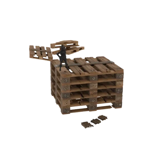 Pirate Wooden Pallet Printable 3D model, isometric STL render, showing wood planks, stackable massing.