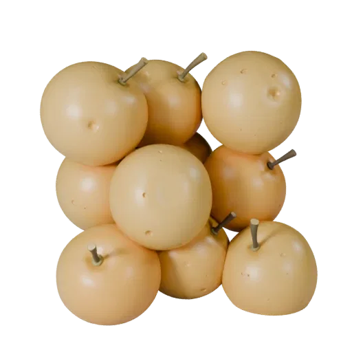 Ripe Orange Stylized 3D model, stylized isometric render, showing skin pores, recognizable fruit forms.