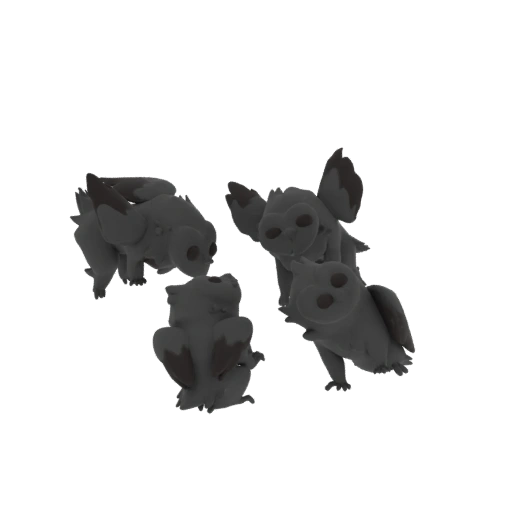 Cute Owlets Group 3D Model