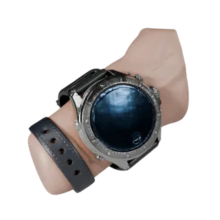 Diver Smartwatch Case 3D model, three-quarter front view, Unity viewport, showing metal cases, wrist scale.