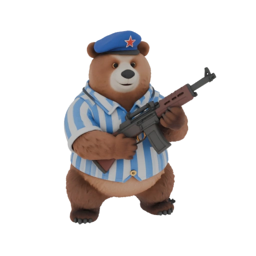 Bear Paratrooper with Machine Gun