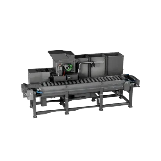 Assembly Conveyor Module 3D model, side profile view, technical viewport render, showing painted steel, form detail.