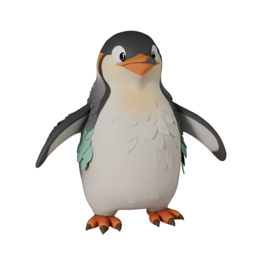 Cartoon Kaiserpinguin 3D Modell - Stilisierte Ressource für Animation