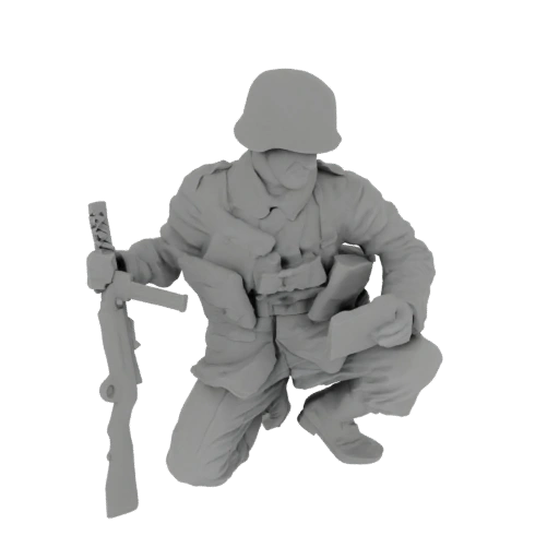 German Soldier with Machine Gun 3D Model