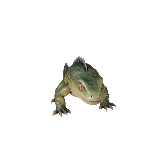 Modelo 3D de Monstro-Gila Cartoon, render de vida selvagem em vista lateral, asset de animal estilizado com padrões de placas