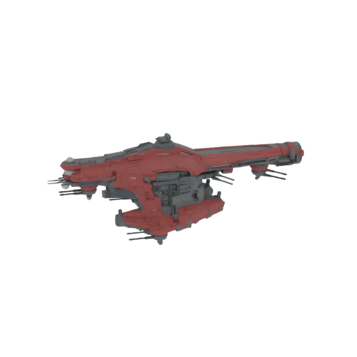 Red and Gray Sci-Fi Capital Ship 3D Model