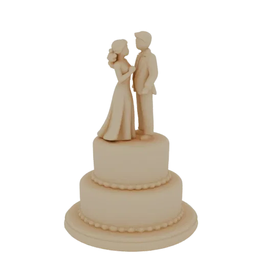 Classic Bride Groom wedding cake topper 3D model, three-quarter display angle, resin print scale