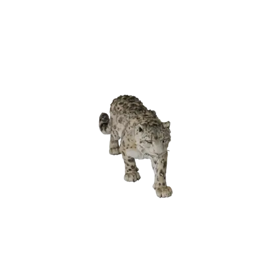 Modelo 3D realista de leopardo-das-neves, render de vida selvagem em vista lateral, asset de animal pronto para animação com