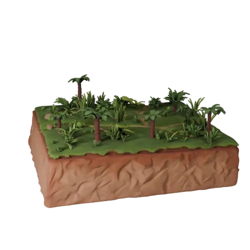 Jungle Ground Patch Realistic 3D model, three-quarter environment render, showing layered soil, terrain detail.