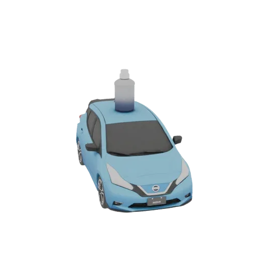 3D model of a blue 2018 Nissan Leaf Nismo car-shaped bottle with a cap on top