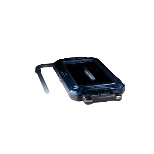 Cyberpunk Data Pad High Poly 3D model, close-up studio render, showing emissive strips, strong prop silhouette.