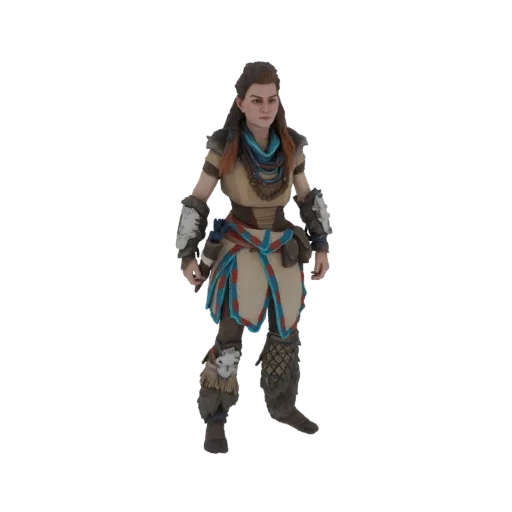 3D model of Aloy, the protagonist from Horizon Forbidden West, standing and looking forward.