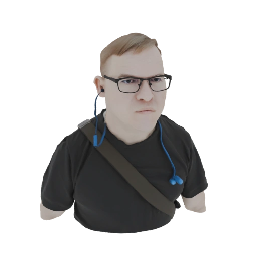 Man with Glasses and Earbuds 3D Model
