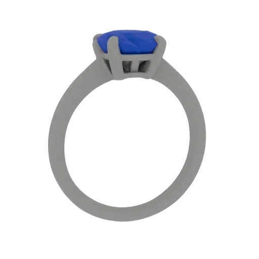Modèle 3D Bague Saphir prêt pour la scène, plan rapproché principal, montrant la silhouette et le contraste de surface de la
