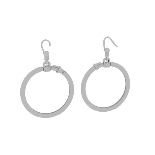 Gold Drop Hoop Earrings 3D model, three-quarter front view, AR viewer studio render, gold finish.
