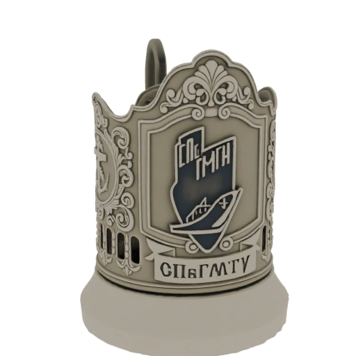 Ornate Russian Podstakannik (Cup Holder) with Ship Emblem