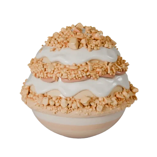 Glazed Ice Cream Bowl 3D model, three-quarter front view, Unity viewport, showing cream, sweet food silhouette.