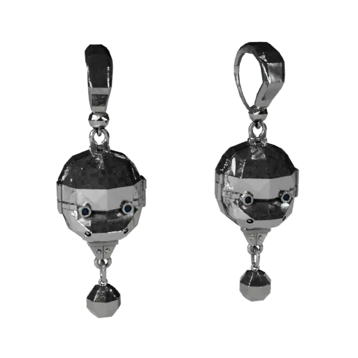 Stud Earring game ready 3D model, studio profile shot, highlighting earring seams, edges, and finish layers.