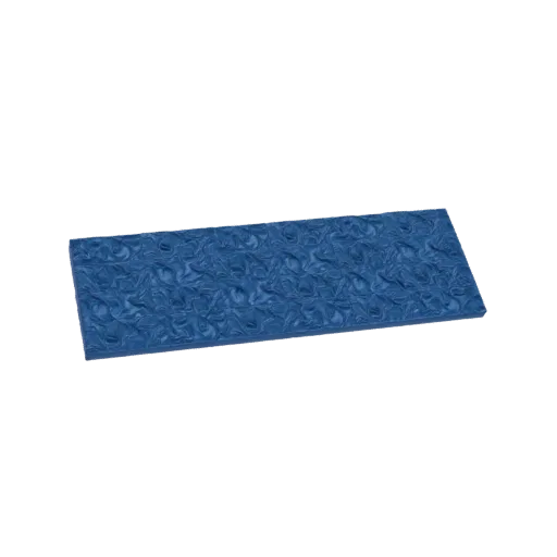 A 3D render of a rectangular mat with a wavy, textured blue surface, presented on a white background.