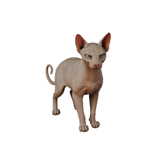 High Poly Sphynx Cat 3D Model - Detailed STL Asset for Printing