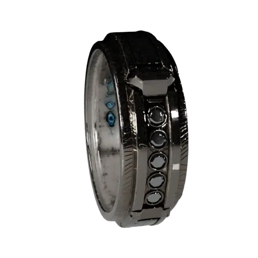 Halo Wedding Band game ready 3D model, turntable hero render, showing ring proportion and finish under studio key light.