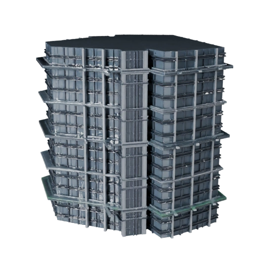 Hohe Poly Vorhangwand Fassade 3D Modell für Archviz