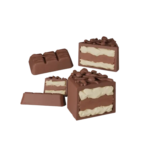 Chocolate Bar Printable 3D model, isometric STL render, showing cream, sweet food silhouette.