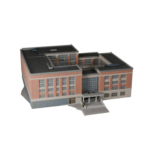 Prédio Escolar Estilizado 3D Model - Asset de Jogo para Arquitetura
