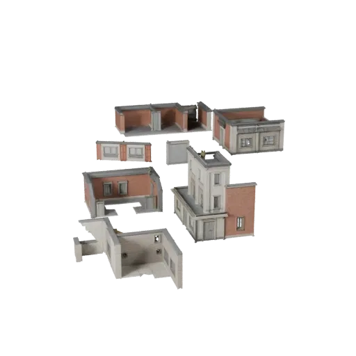 Modular Medieval Building Kit Blender-ready 3D model, Blender studio render view, showing modular building kit materials and architectural detail