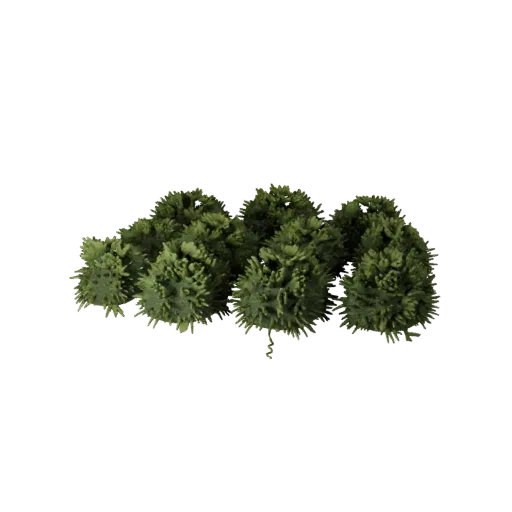 Low Bush Scatter Pack Modular 3D model, isometric modular kit view, showing leaf clusters, layered vegetation clusters.