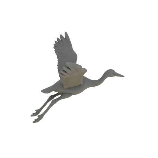 Gray Crane in Flight 3D Model
