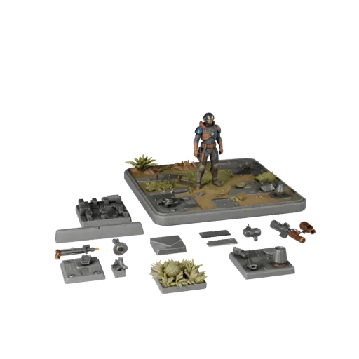 Space Battle Vignette product render 3D model preview parts, three-quarter view, depth and display scale