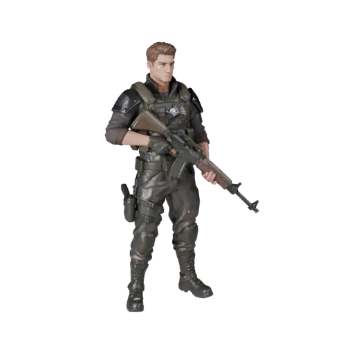 Personaggio 3D Realistico di Soldato Arcano, vista viewport del motore, asset pronto per Unreal Engine con posa in piedi; fuc