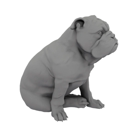 Sitting Bulldog 3D Model