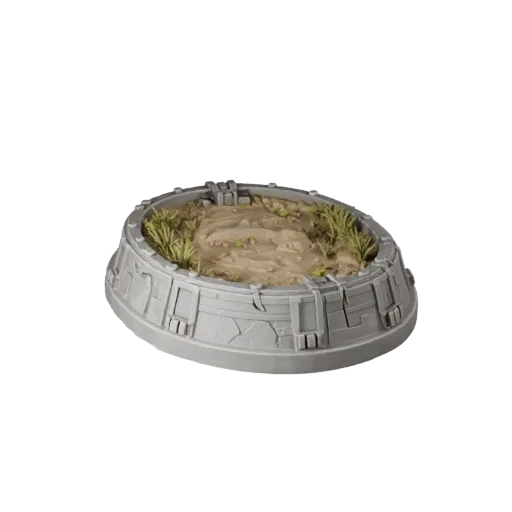 Industrial Oval Base STL printable 3D model preview showing rim shape, three-quarter display angle