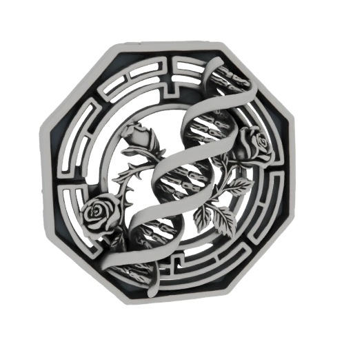 DNA Helix and Roses Octagon Pendant