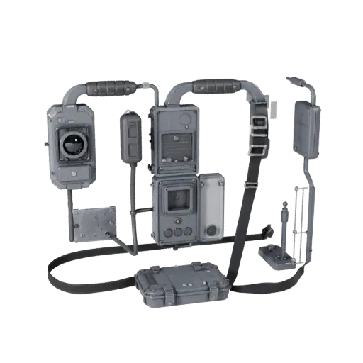 Rescue Signal Beacon Modular 3D model, isometric modular kit view, showing rubber grips, portable prop form.