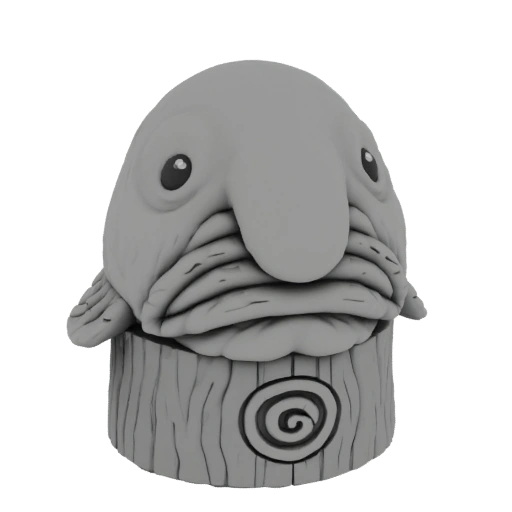 Grumpy Blobfish Figurine with Swirl Base