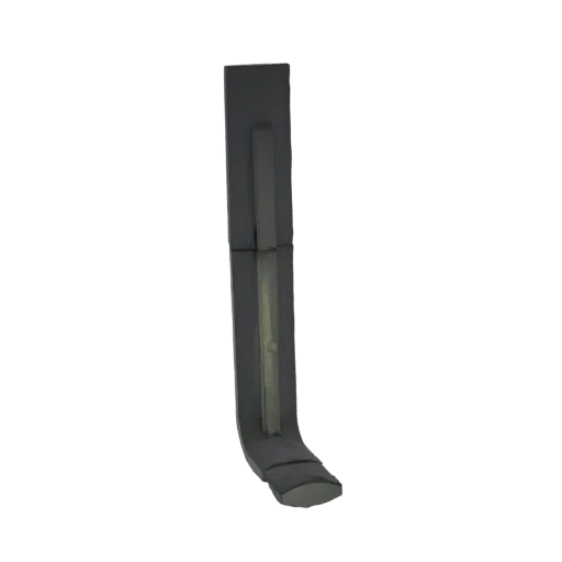 Modello 3D di uno stivale alto grigio scuro con una zip visibile sul davanti, mostrato su uno sfondo bianco.