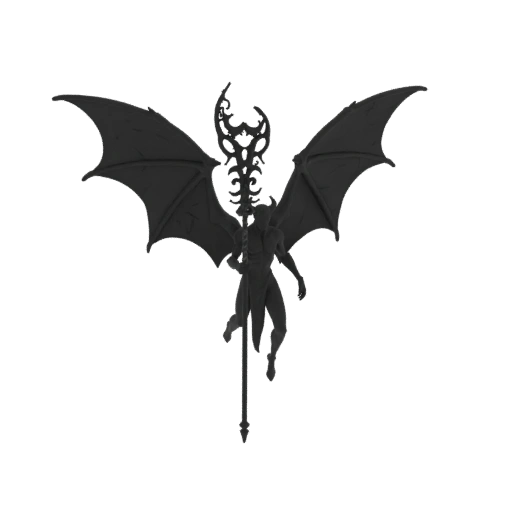 فانتازيا مظلمة Lich Necromancer مصغر STL - وضعية_جناح_مفرود