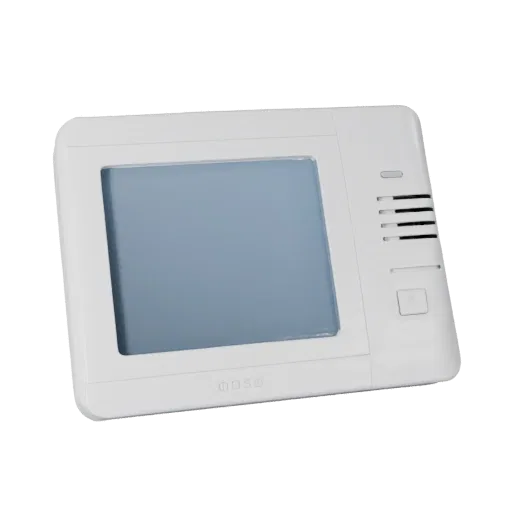 Voice Controlled Thermostat 3D model, three-quarter front view, AR viewer studio render, showing detail and scale.