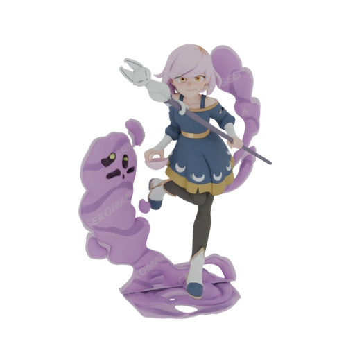 Magical Girl with Purple Slime Companion