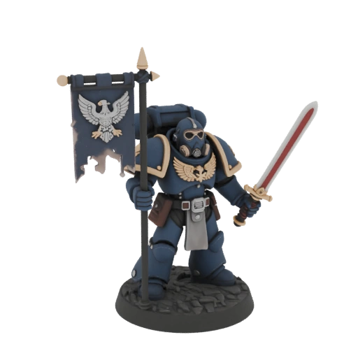 Imperial Commissar Miniature with Banner and Sword