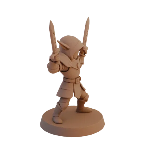 Medieval Elf Rogue Miniature STL - Aiming