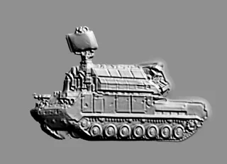 3D model of Buk SAM system in bas-relief style, side view