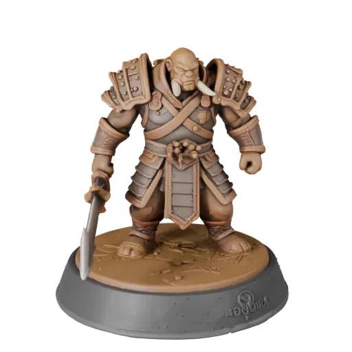 Vista previa de modelo 3D coleccionable de Miniatura de Guerrero Orco mostrando silueta, vista de primer plano de estudio, po
